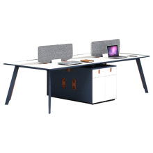 Modern Modular Office Furniture Linear Studio Workstation Table 4 Seater Person Staff White Cluster Office Desk